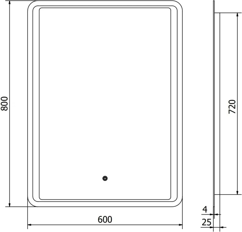 Mexen Zusa осветено огледало за баня 60 x 80 см, LED 6000K, анти-пара - 9808-060-080-611-00