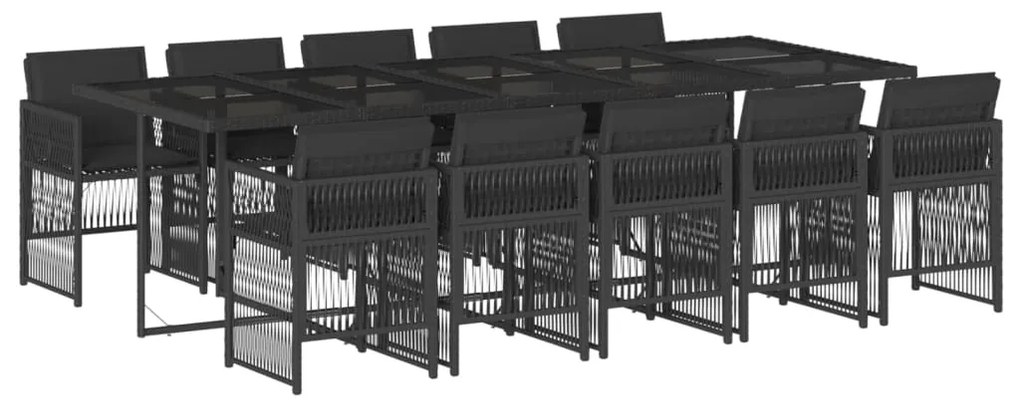 3210931 vidaXL Градински комплект с възглавници 11 части полиратан черен