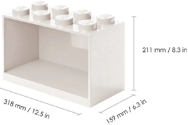 Комплект от 2 детски сиви стенни рафта Brick - LEGO®