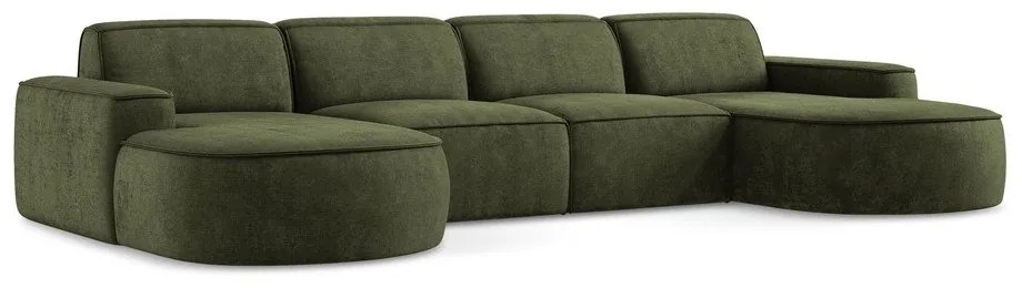 Зелен шенилов ъглов диван (U форма) Omao – Makamii