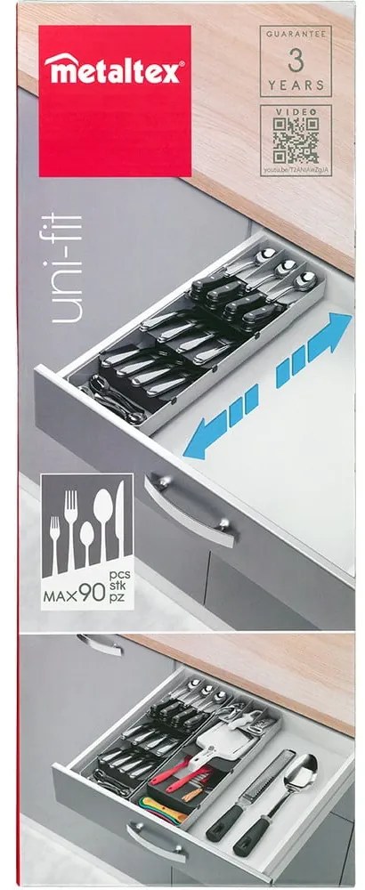 Сив пластмасов органайзер за прибори 15 x 49 cm – Metaltex