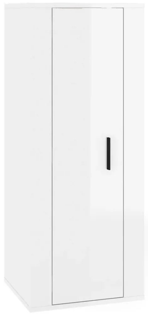 816682 vidaXL ТВ шкаф за стенен монтаж, бял гланц, 40x34,5x100 см