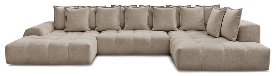 Кафяво-сив шенилов сгъваем/с място за съхранение ъглов диван (десен ъгъл/U форма) Everest – Bobochic Paris