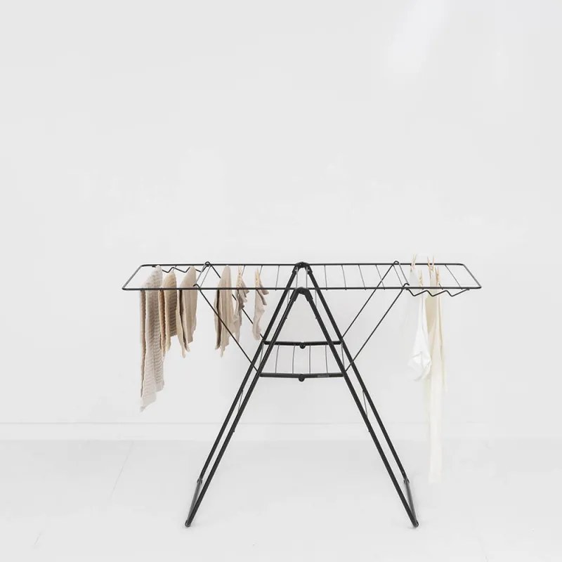 Сушилник за дрехи Brabantia Hangon 1004165, 20 м, 6 закачалки, Регулируем, Заключване за деца, Черен/мат