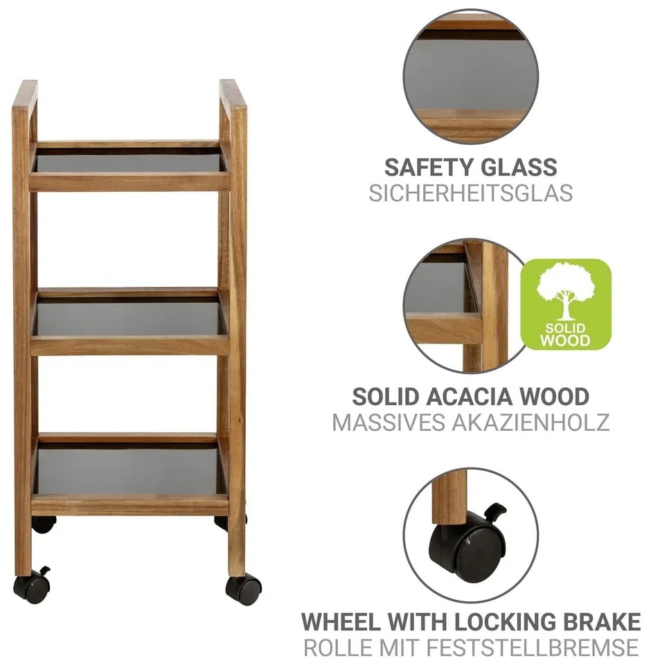 Рафт за баня от масивна акация в черен и естествен цвят 35x76,5 cm Fondi – Wenko