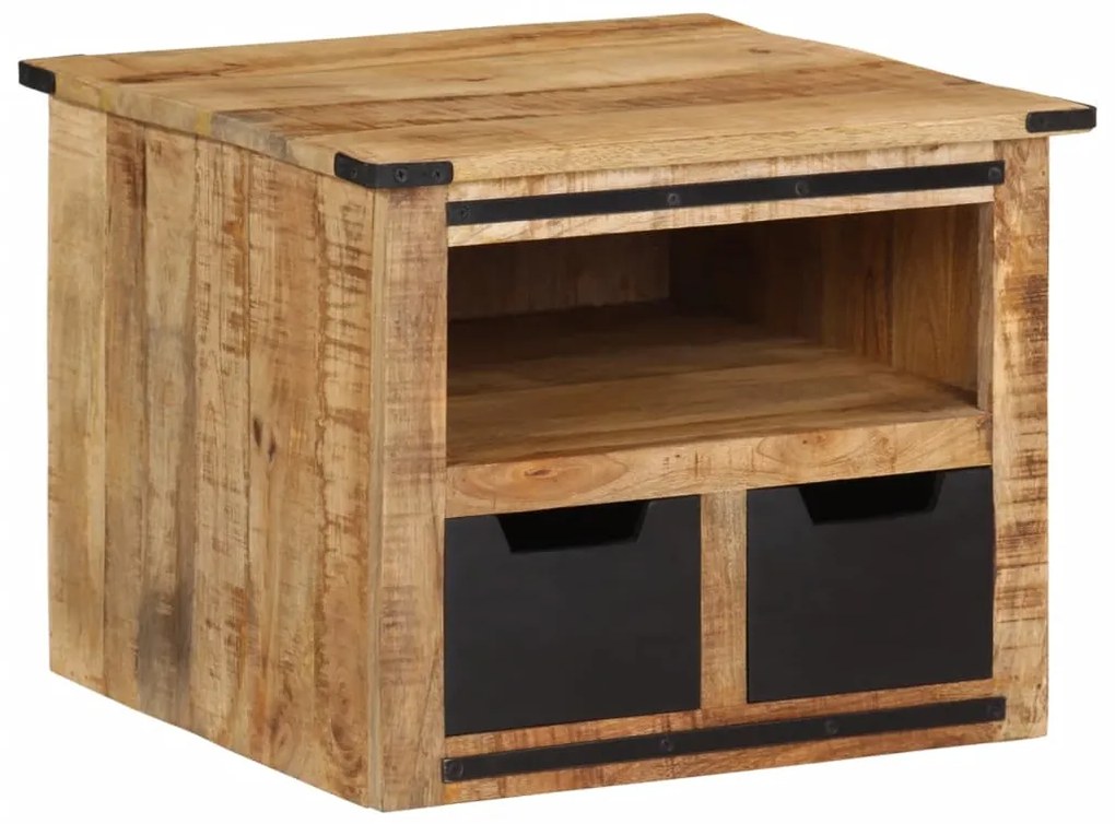 374054 vidaXL Кафе маса с чекмеджета, 50x50x40 см, мангово дърво масив