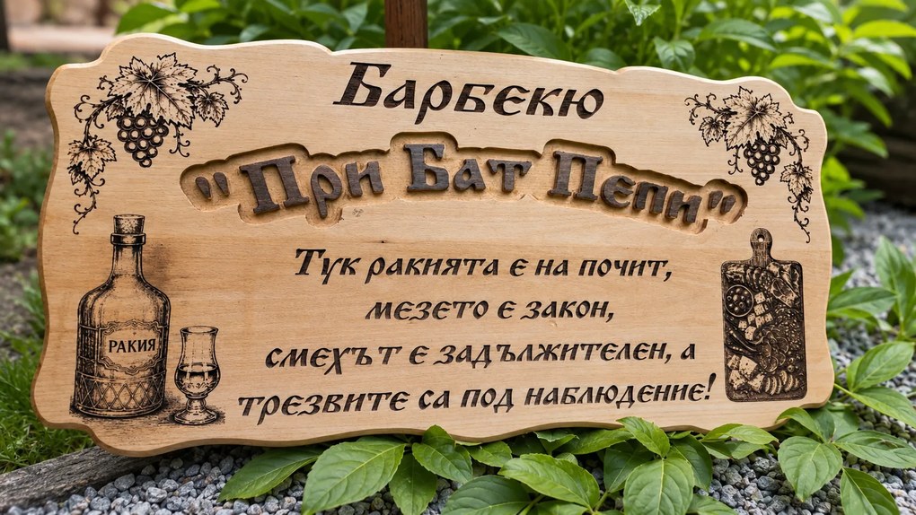 Дървена табела с персонализиран надпис /модел C050034/