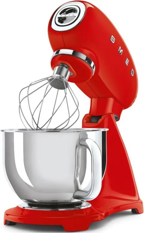 Планетарен миксер SMEG SMF03RDEU, 800 W, 4.8 л, 10 скорости, Функция за плавен старт, Крачета против хлъзгане, Червен
