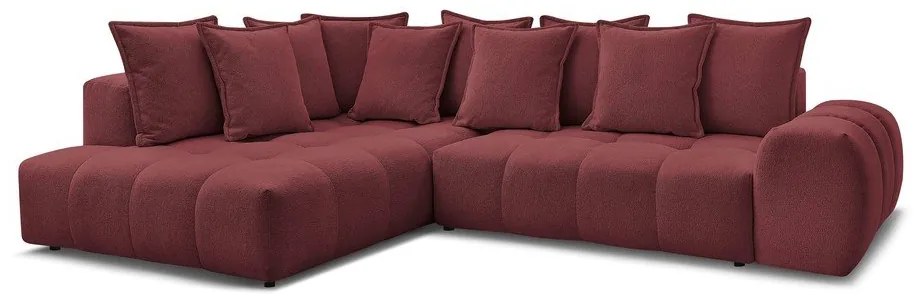 Бордо шенилов сгъваем/с място за съхранение ъглов диван (ляв ъгъл/L форма) Everest – Bobochic Paris