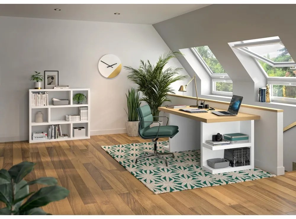 Бял шкаф за книги 120x105 cm Dublin - TemaHome