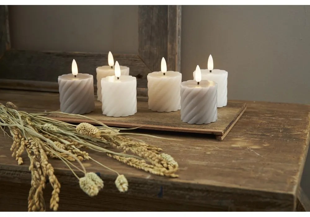 Комплект от 2 LED свещи от бежов восък, височина 7,5 см Flamme Swirl - Star Trading