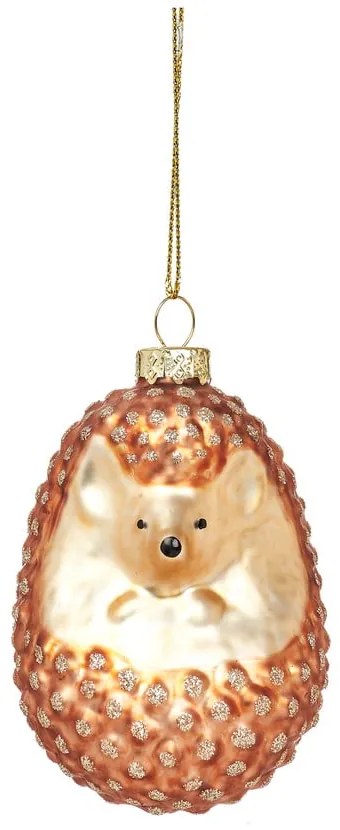 Стъклена ръчно изработена коледна украса 8 cm Hedgehog – Sass & Belle
