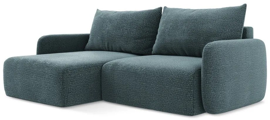 Тюркоазен разтегателен ъглов диван с място за съхранение (ляв ъгъл) Kalena – Makamii