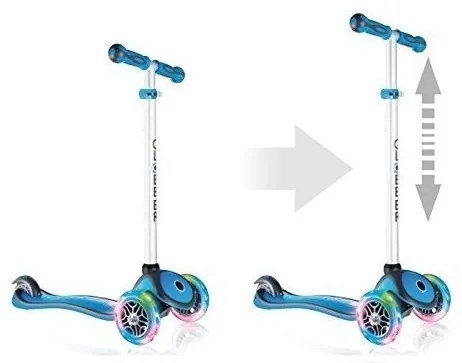 Globber  -  Тротинетка за деца Primo Lights със светещи гуми и регулируема височина - Светло синя