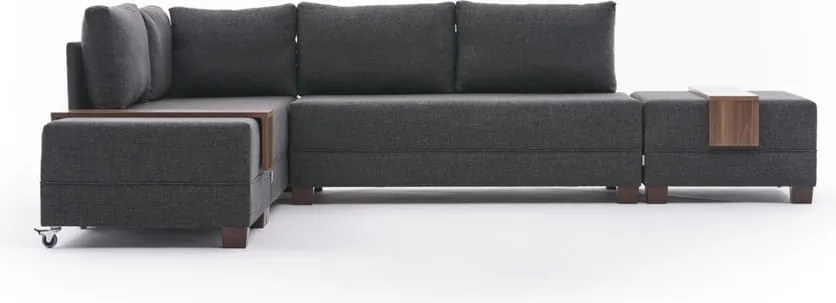 Антрацитен ъглов разтегателен диван (ляв ъгъл) Fly – Balcab Home