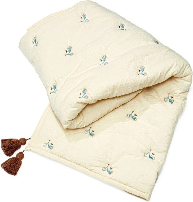 Червено/светложълто олекотено бебешко одеяло от органичен памук 90x120 cm Bicycles – Cam Cam Copenhagen