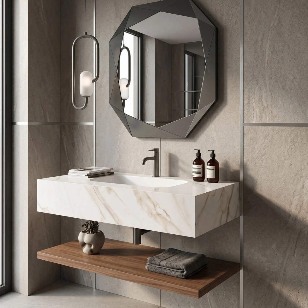 Стенна мивка REA Aresa Grey Gold 80