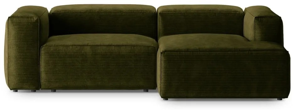 Зелен ъглов диван от рипсено кадифе (десен ъгъл) Bergano – Cosmopolitan Design