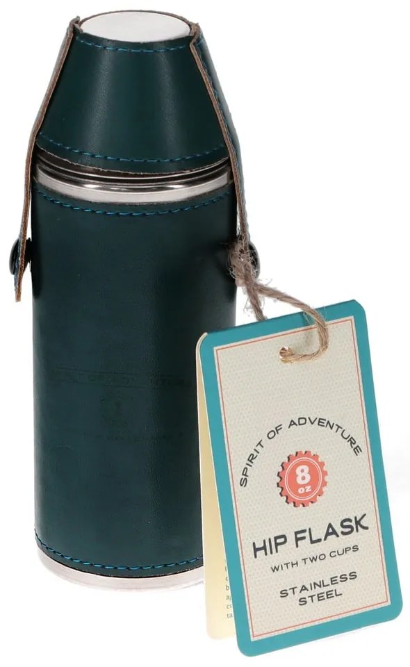 Тъмносин комплект колба и чаши за шотове от неръждаема стомана 220 ml 3 бр. Spirit of Adventure – Rex London