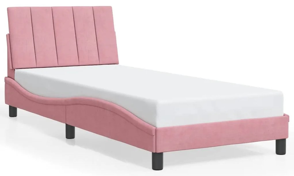 3207830 vidaXL Рамка за легло без матрак Hanko, розова, 90x200 см, кадифе