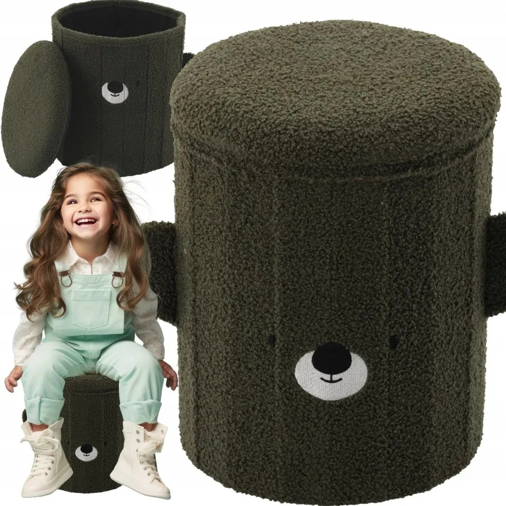 Симпатичен детски сгъваем пуф с място за съхранение розова