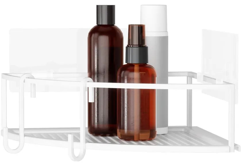 Бели ъглови самоносещи стоманени рафтове за баня 2 бр. Cubiko - Umbra