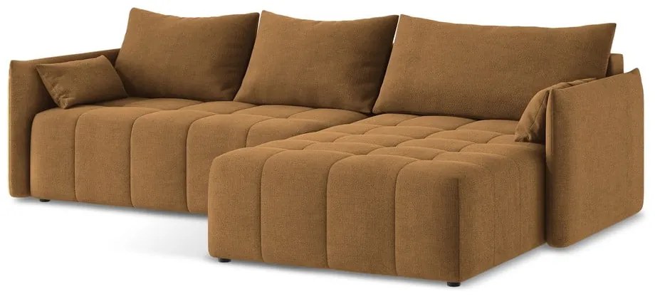 Теракотен разтегателен ъглов диван с място за съхранение (десен ъгъл) Moku – Makamii