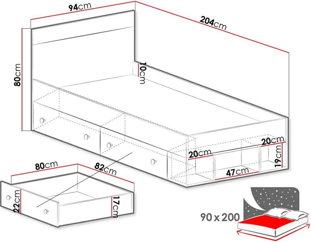 легло Pixel-90 x 200