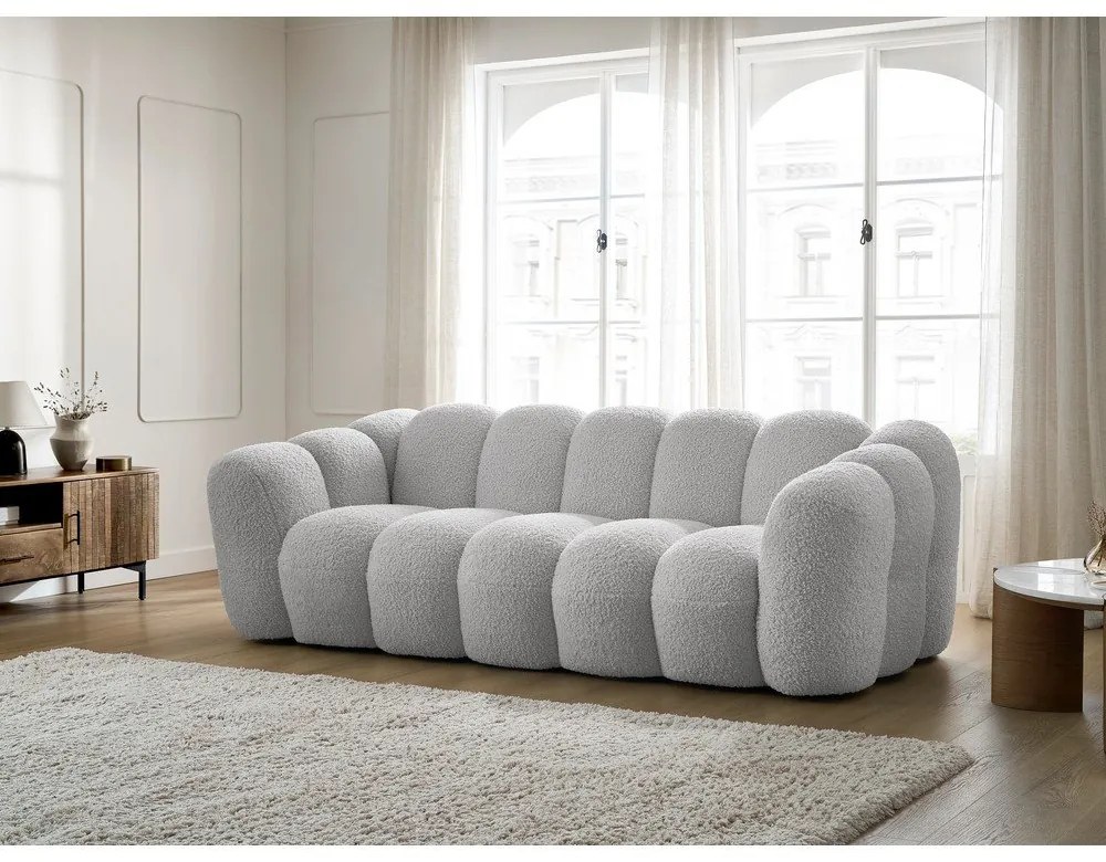 Светлосив диван от прежда с примки от букле 232 cm Hippolyte – Bobochic Paris