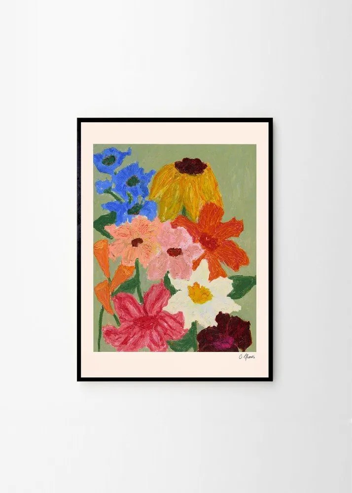 Постер 50x70 cm Flowers on Sage Green – Carla Llanos – The Poster Club