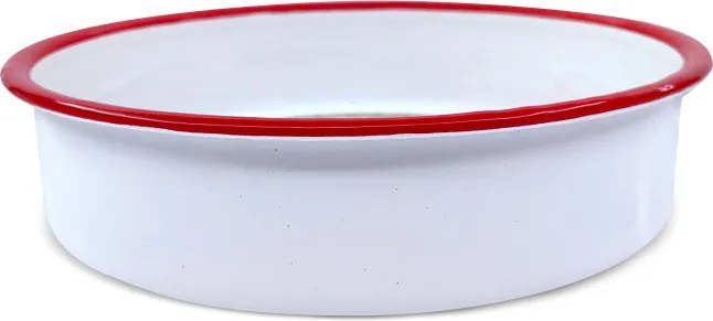 Кръгла тава за печене Oliver Voltz OV51222KR30, 30х8 см, Емайлирана стомана, Индукция, Бял/червен