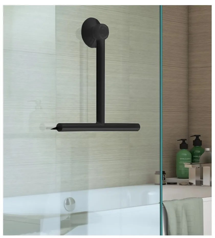 Черна стъргалка с държач 22 cm Gedy Gummy – Sapho