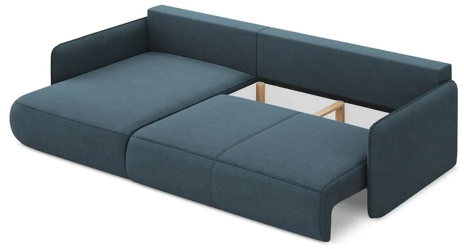 Син разтегателен ъглов диван с място за съхранение (ляв ъгъл) Nanea – Makamii