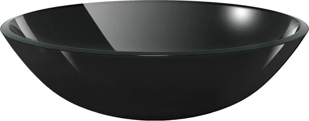 Мивка от закалено стъкло, 42 см, черна