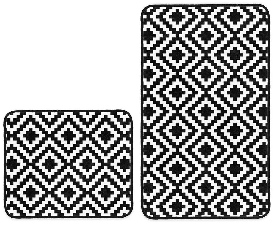 Бели/черни килими за баня в комплект 2 бр. 60x100 cm – Mila Home