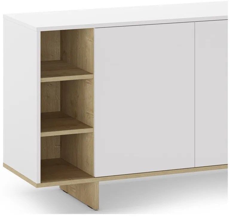 Бял нисък скрин от дъб 170x80 cm Cequoia - Marckeric