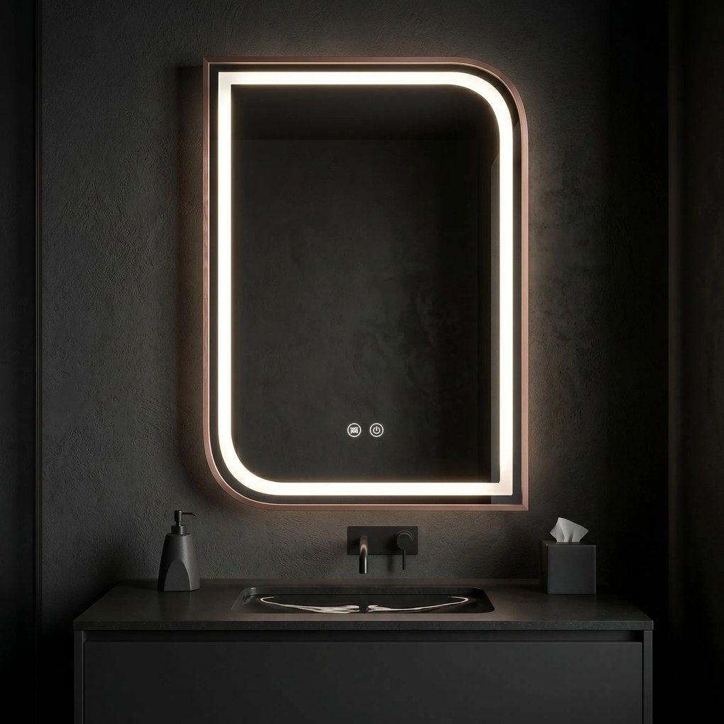 Огледало LED ZONE 80x60 BRUSH  ROSE GOLD