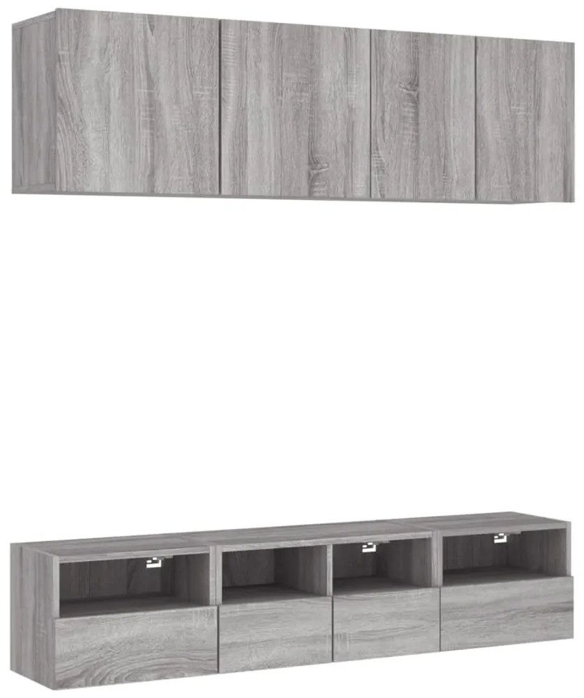 3216516 vidaXL ТВ стенни модули, 5 части, сив сонома, инженерно дърво