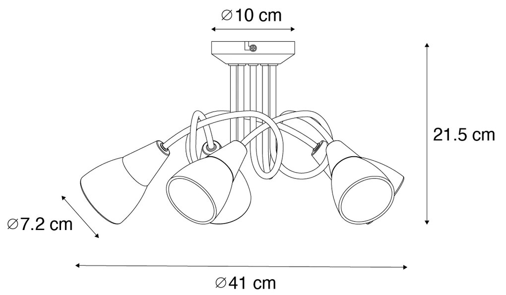 Класически таванен аплик златен с опалово стъкло 5-светлина - Inez