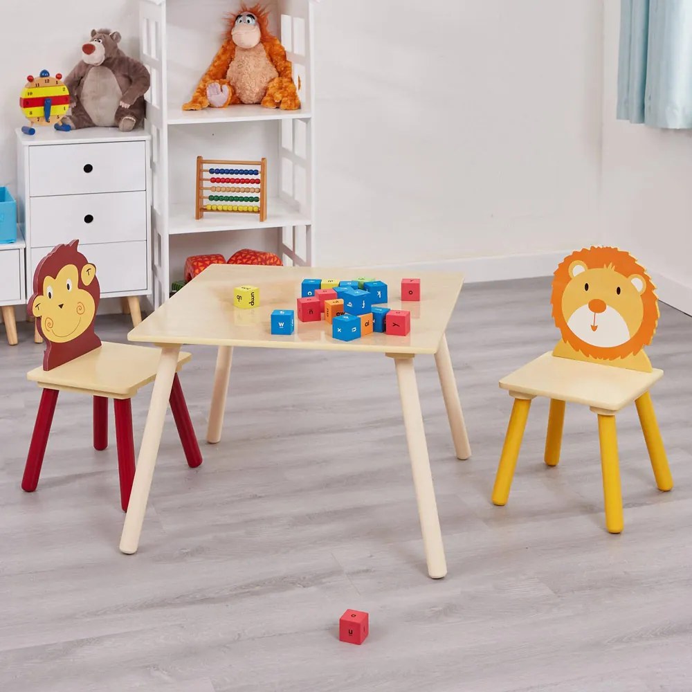 GINGER HOME К-кт дървена маса с 2 столчета ANIMALS