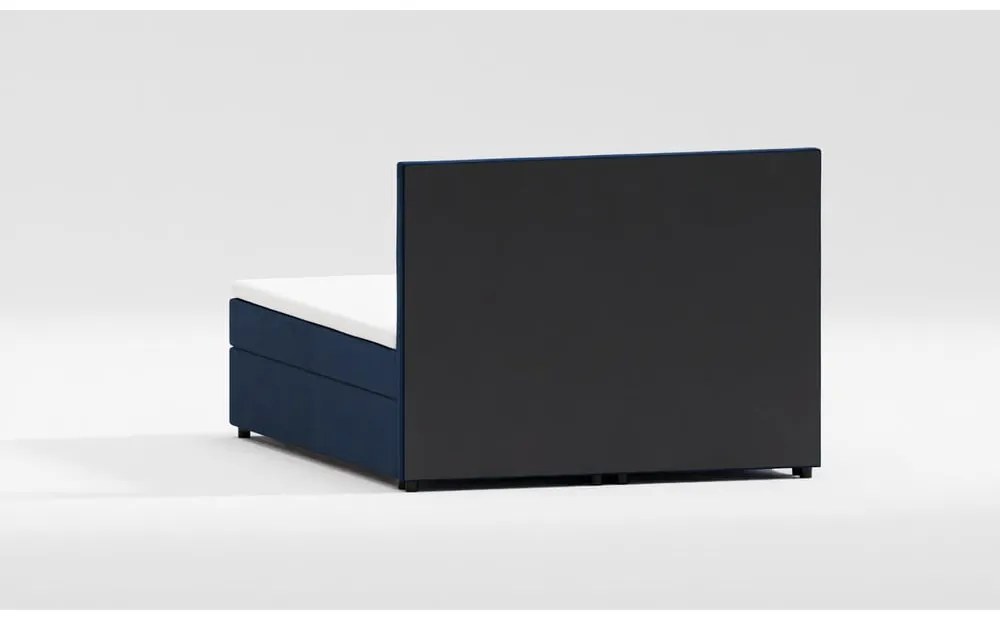 Тъмносиньо боксспринг легло 160x200 cm с място за съхранение Rico – Ropez