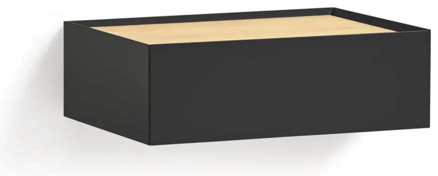 Черно висящо нощно шкафче с дъбов плот Arista – Teulat