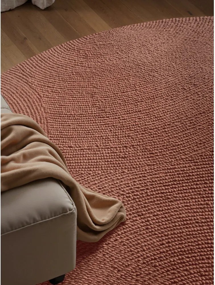 Теракотен ръчно изработен вълнен кръгъл килим ø 120 cm Calmio – Hanse Home