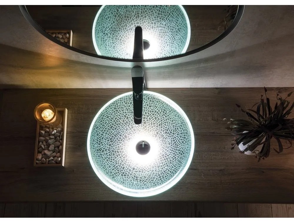 Стъклена кръгла мивка ø 42 cm Ice – Sapho