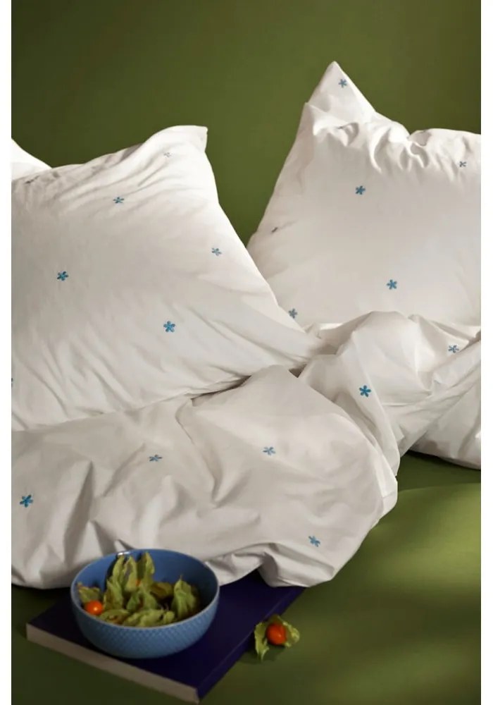 Бяло единично спално бельо от памук перкал 140x200 cm Daisy – JUNA