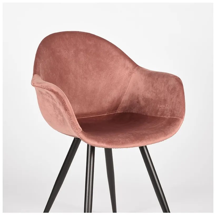 Светлорозови кадифени трапезни столове в комплект от 2 броя Forli - LABEL51