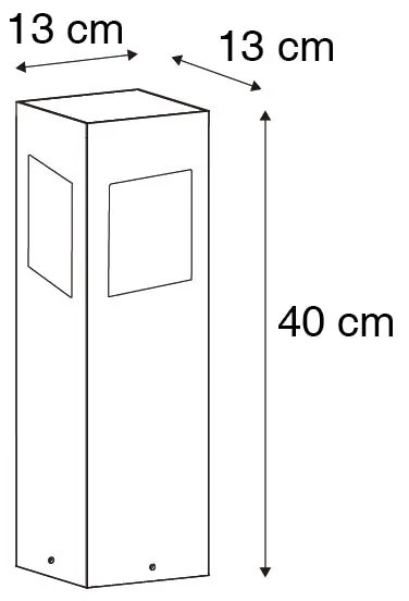 Външна подова лампа черна 40 см с димираща светлина и сензор на слънчева енергия - Charlotte