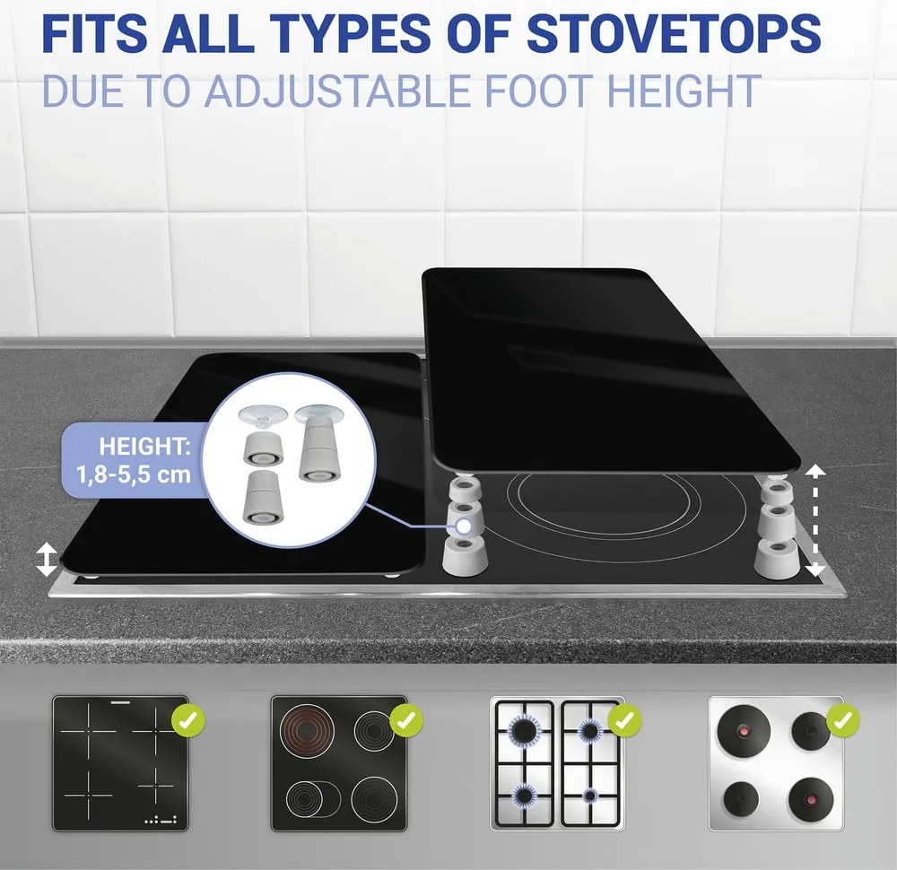 Комплект от 2 стъклени капака за печка Universal black - Wenko