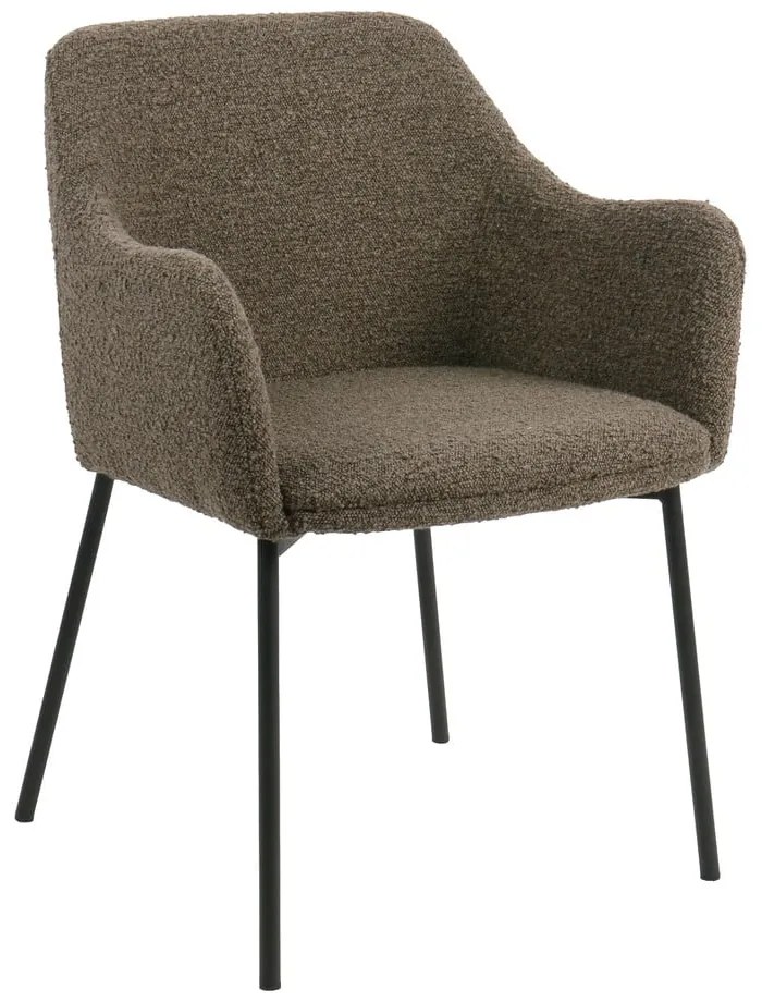 Кафяв тапициран трапезен стол с подлакътници Melilla – House Nordic