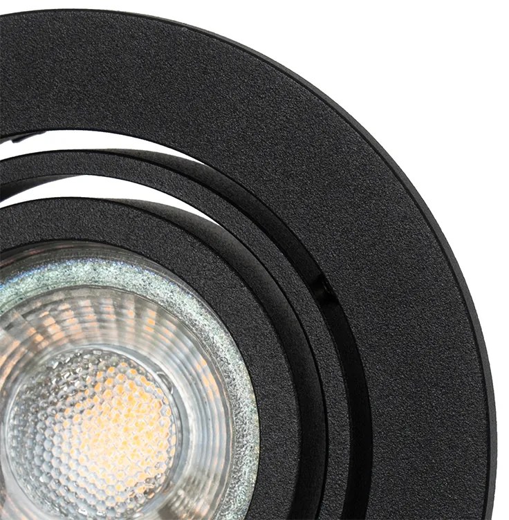 Комплект от 6 модерни вградени спота черни с възможност за накланяне - Club